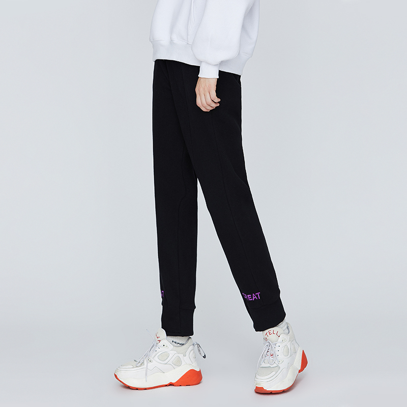 初语哈伦裤女九分字母刺绣宽松显瘦加绒休闲运动橡筋卫裤