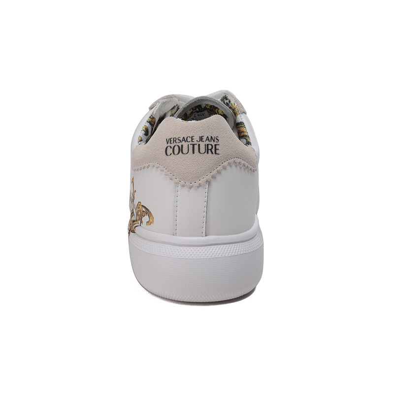 范思哲 VERSACE JEANS COUTURE 女士牛剖层革系带休闲运动鞋板鞋小白鞋72VA3SG5 ZP080