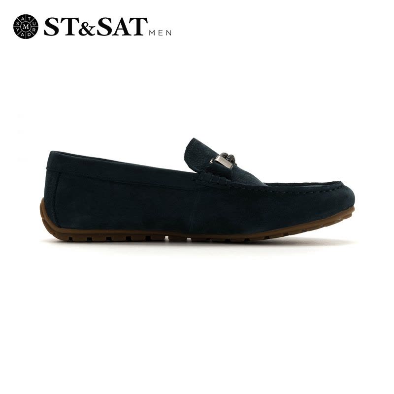 星期六(ST&SAT)男鞋牛皮革金属装饰圆头平底时尚休闲鞋SS82126618图片