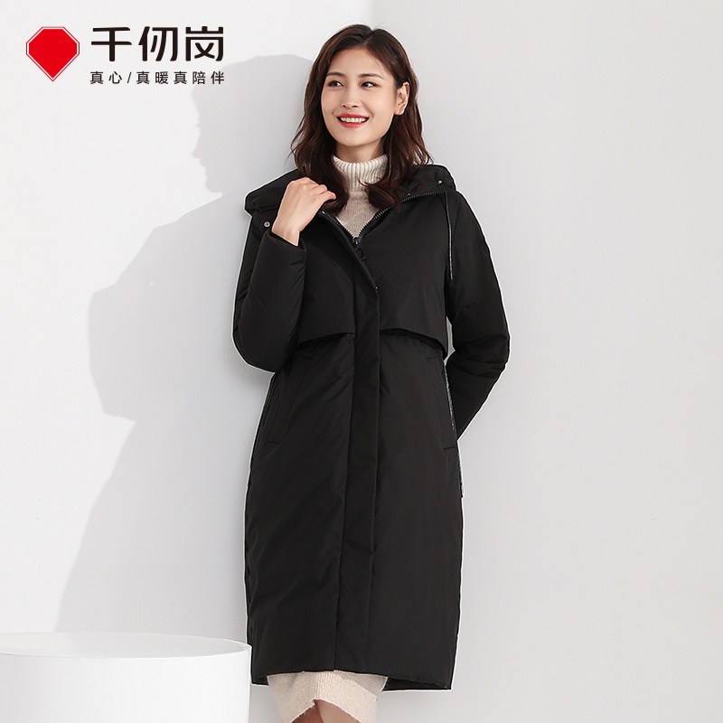 千仞岗新款羽绒服女时尚中长款连帽派克休闲加厚外套