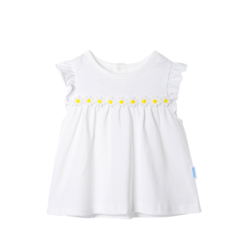 贝贝怡童装女童短袖T恤夏季婴儿衣服立体花边宝宝t恤上衣172S381