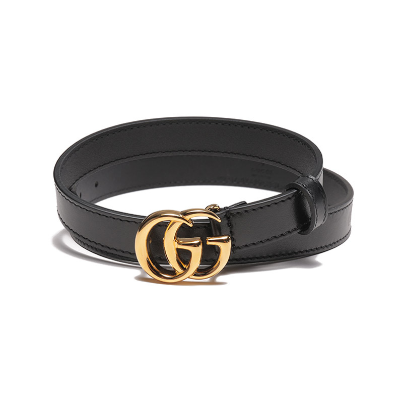 古驰 GUCCI 女士皮革双G带扣窄版板扣式皮带腰带409417 0YA0O