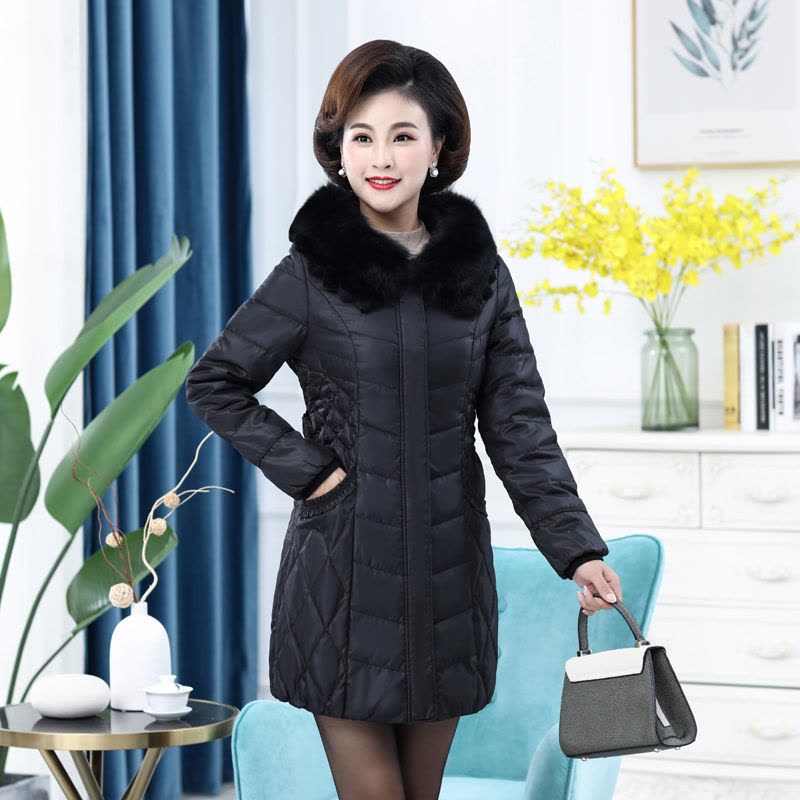 雪暖羽绒服女中长款狐狸毛连帽羽绒服女新款韩版修身大码冬季羽绒外套图片