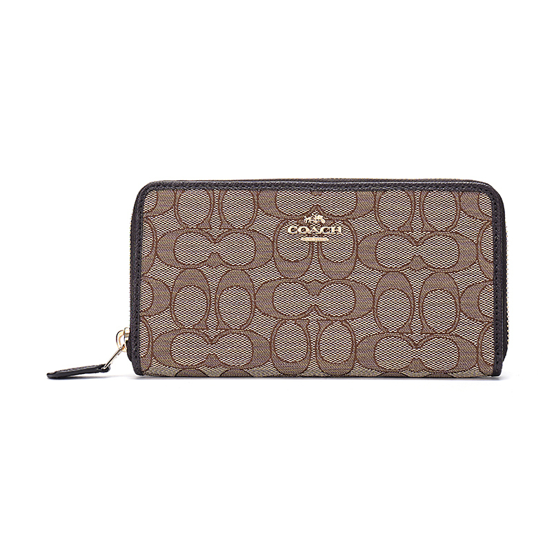 coach蔻驰专柜款女士经典logo长款大卡位拉链钱包手拿包