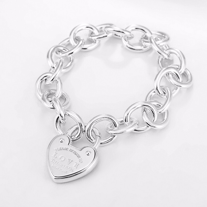 蒂芙尼tiffanyco心形锁吊牌纯银手链37147001