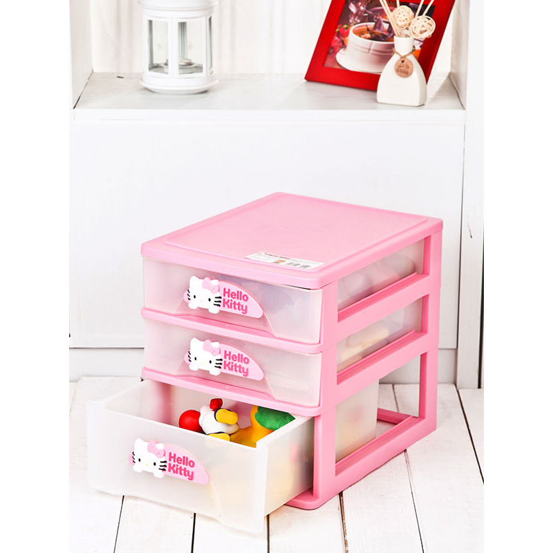 爱丽思hellokitty卡通塑料文具小物抽屉式桌面收纳盒