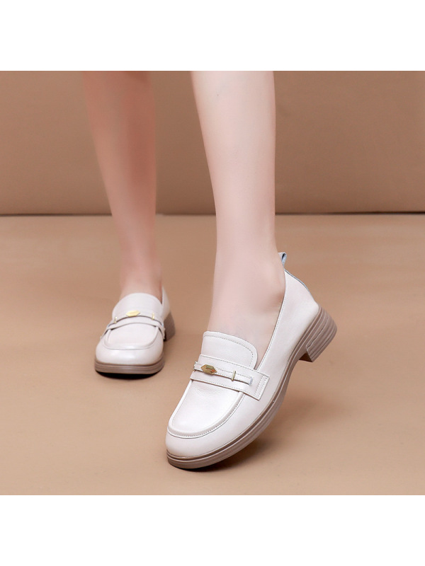 乐福鞋女25秋季新款简约舒适百搭防滑软底皮鞋一脚蹬英伦四季单鞋