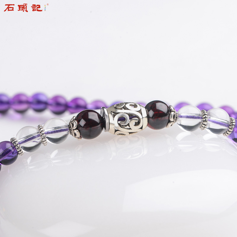 iSTONE/石头记合成紫晶925银饰结缘手珠女多圈紫水晶手链