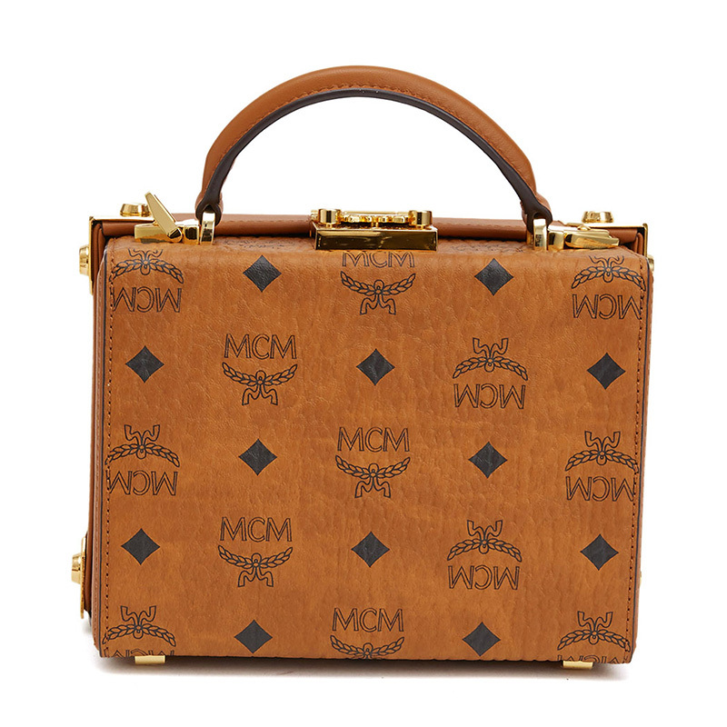 MCM 奢侈品 女士Berlin Visetos系列棕色粉色人造革小号斜挎包礼物送女友 MWRASBN02CO001