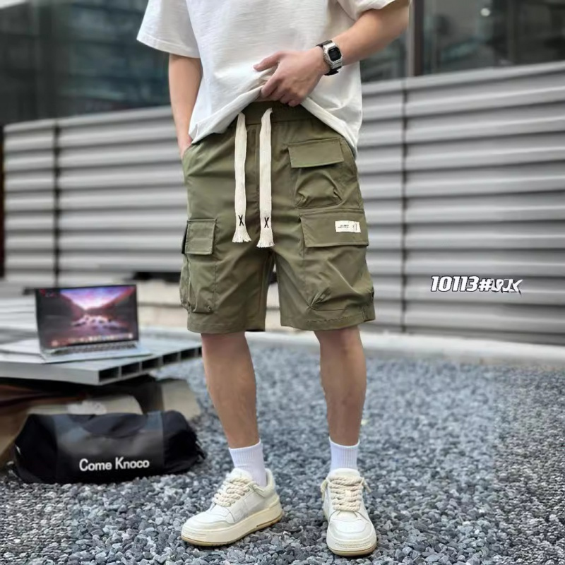潮牌工装短裤男士夏季新款美式痞帅多口袋速干短裤透气直筒裤