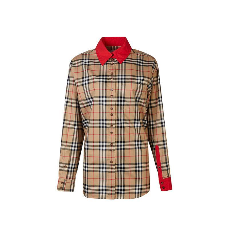 burberry博柏利女士棉质翻领衬衫80242511
