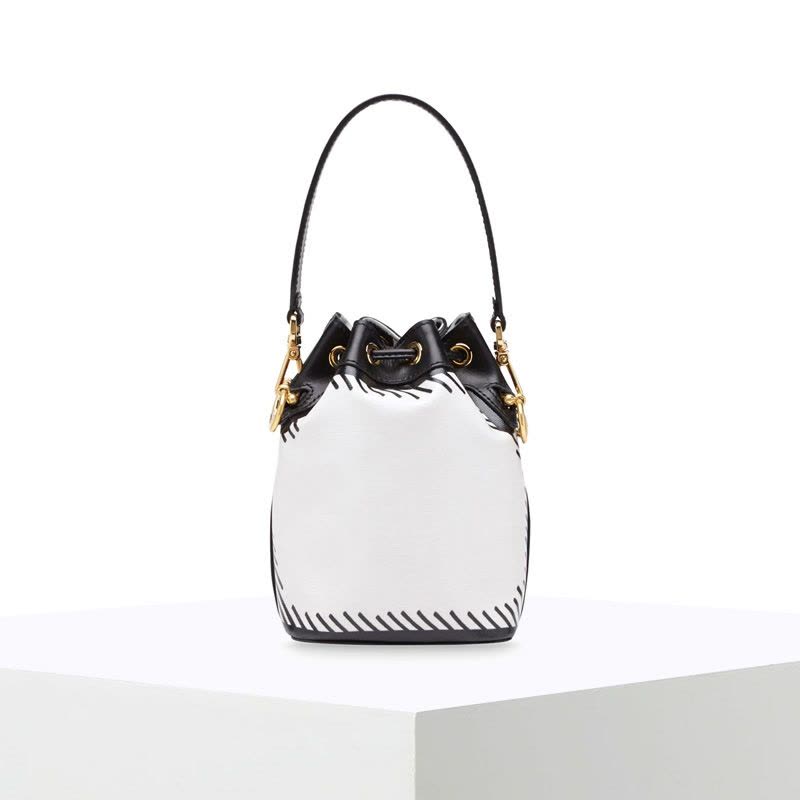 预订 FENDI芬迪 MON TRESOR水桶包迷你 加州天空LOGO 织物8BS010金扣图片