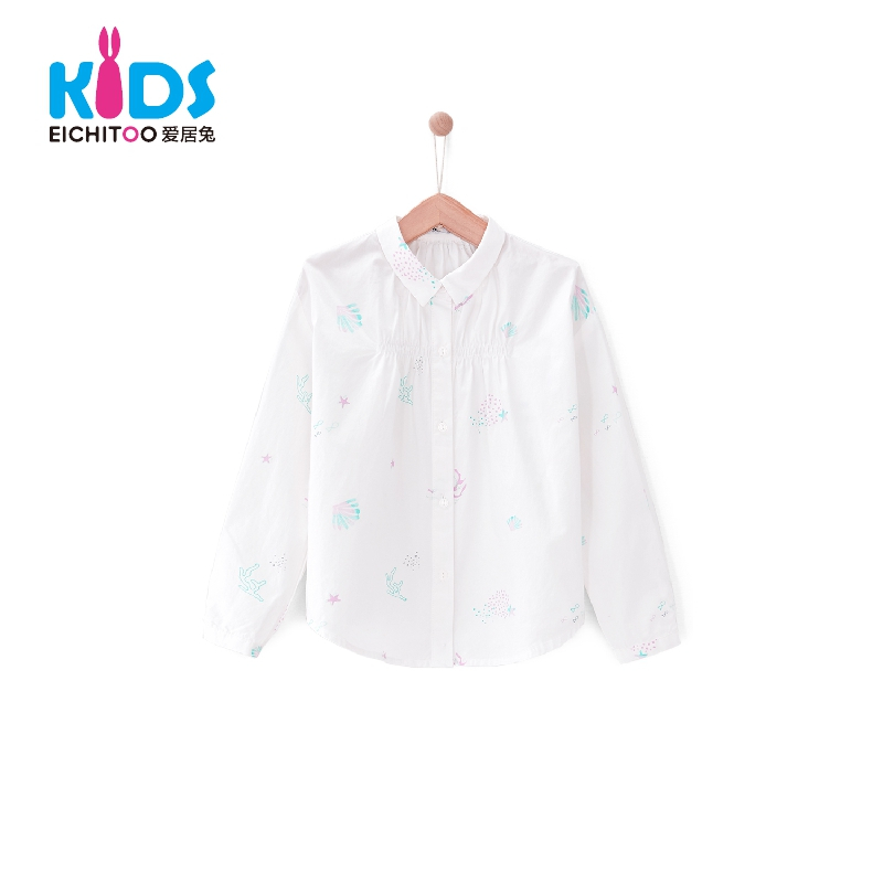 EICHITOO KIDS爱居兔童装2019春季女小童时尚印花休闲衬衫
