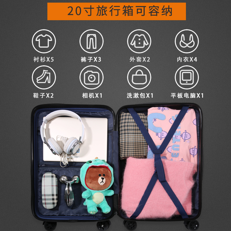 2018新款小帅虎可爱旅行箱女式登机箱万向轮小清新卡通印花拉杆箱密码箱20寸行李箱包