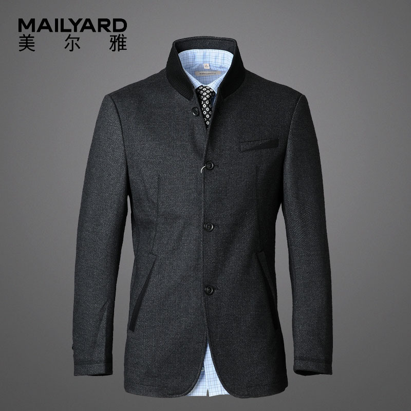 美尔雅(MAILYARD)男式短套 羊毛商务休闲男士大衣 针织立领男外套 027