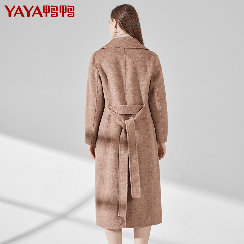 鸭鸭大衣女 新款双面呢子羊绒外套女中长款毛呢外套N-582102