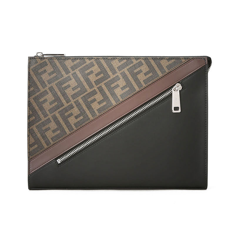 预订 fendi芬迪 男士手拿包 ff标识老花款7va433织物牛皮革