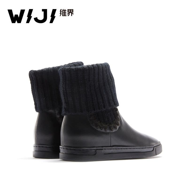 WIJI冬季雪地靴女2018新款时尚潮流休闲青春纯色气质个性保暖女靴图片