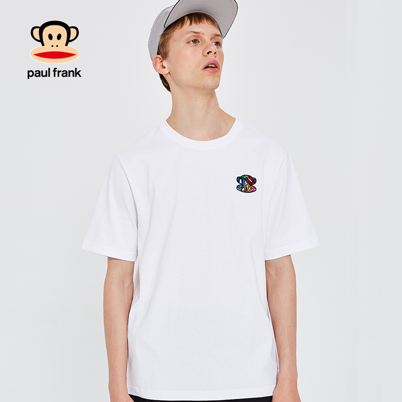 Paul Frank/大嘴猴2019夏季新款T恤男纯棉印花简约韩版休闲体恤潮