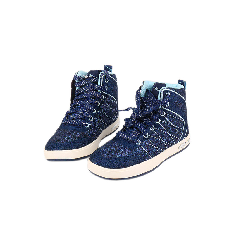 斯凯奇SKECHERS精致刺绣工艺设计女童高帮休闲鞋橡胶大底84304L
