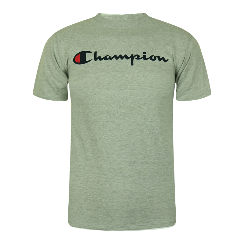 Champion 冠军草写经典logo男女款T恤夏季短袖上衣 浅灰 GT23H