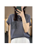 钩花针织短袖T恤女夏季新款竹节麻短袖宽松上衣欧货女装