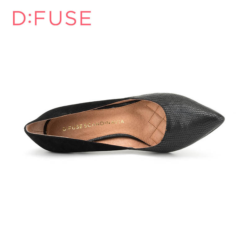 D：Fuse/迪芙斯秋季尖头细高跟浅口女鞋单鞋DF63111106