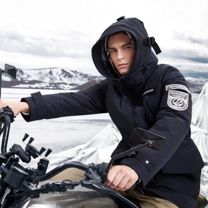 波司登outlets奥莱新款鹅绒时尚拼接男中长款冬装羽绒服B90142849图片