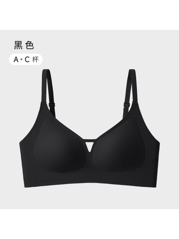 裸感无痕内衣薄款女夏季无钢圈小胸聚拢不空杯螺纹果冻文胸罩