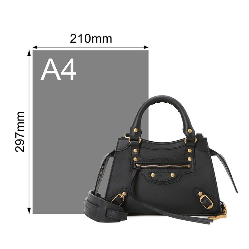 巴黎世家BALENCIAGA NEO CLASSIC机车包迷你 梯形鳄鱼纹638524金扣 女士手提单肩斜挎包图片