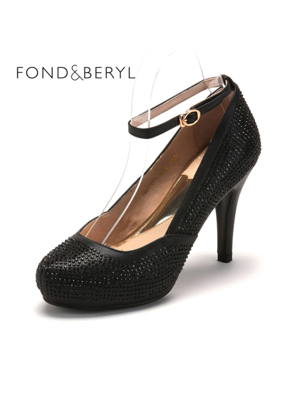 菲伯丽尔FondberylPU尖头高跟套脚水钻单鞋女 FB41118911