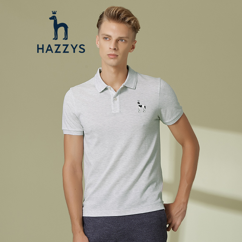哈吉斯HAZZYS 夏季新款T恤衫简约修身纯色男短袖POLO衫