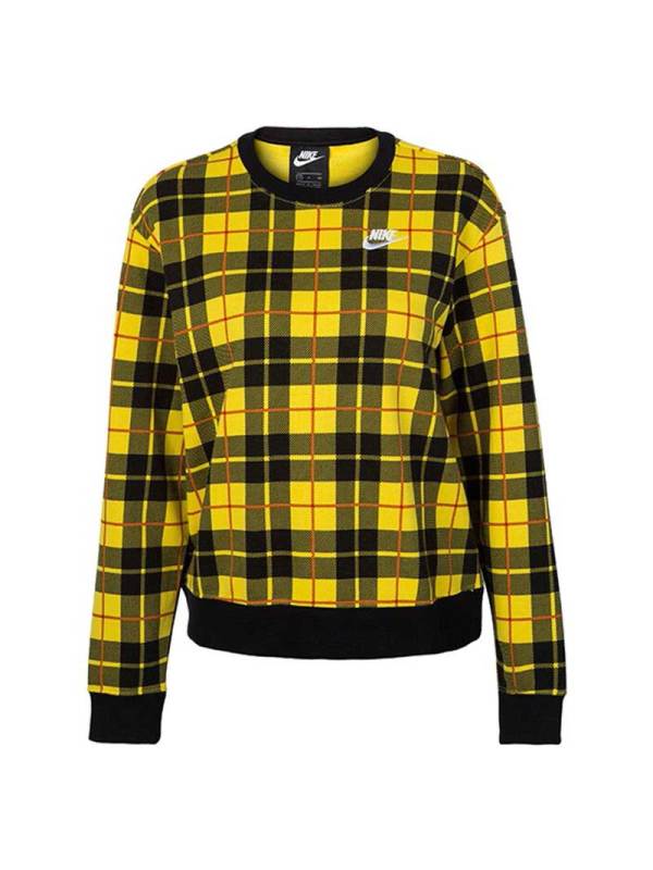 NIKE(耐克)AS W NSW CREW FLC AOP PLAID秋季女子针织套头衫CI5042-703