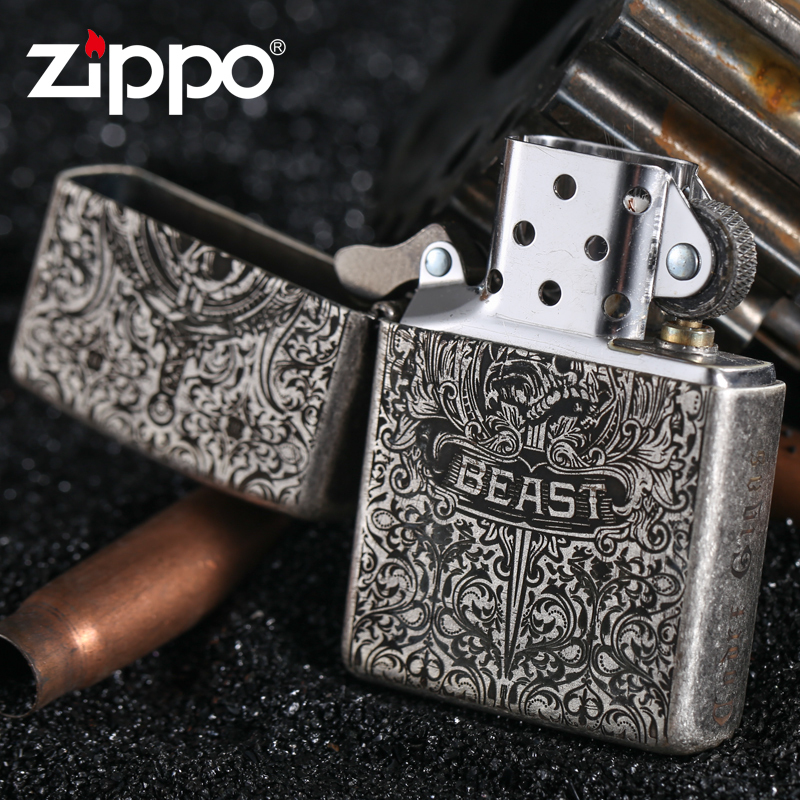 ZIPPO打火机正版美国打火机 121FB仿古银系列