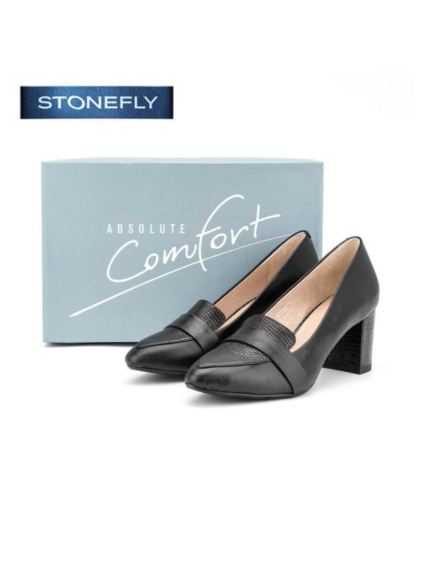 斯通富来STONEFLY羊皮尖头中跟套脚纯色浅口女鞋SD63112708