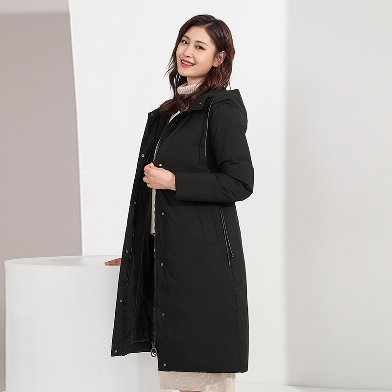 千仞岗新款羽绒服女时尚中长款连帽派克休闲加厚外套