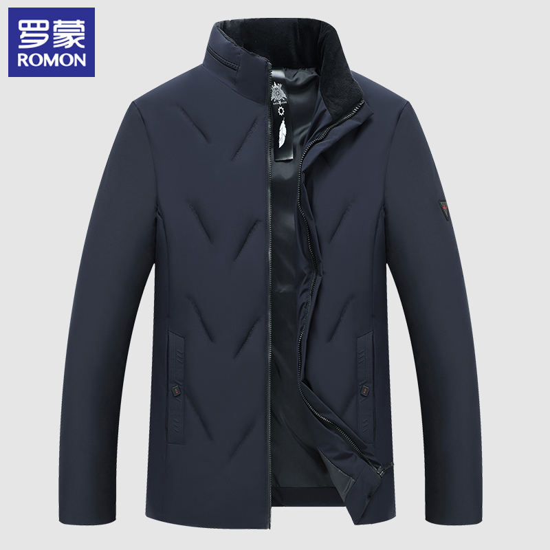 罗蒙(ROMON)冬季商务时尚男士短款立领棉服防风保暖