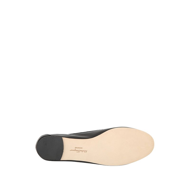 FERRAGAMO 蝴蝶结装饰羊皮女士平底鞋 658271NERO