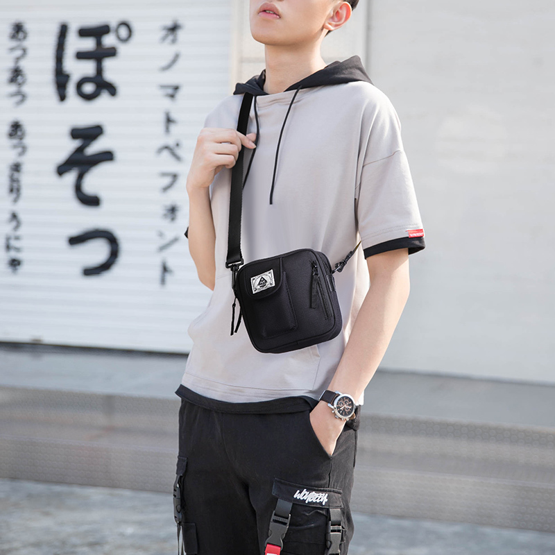 第九城（V.NINE） 单肩包男休闲百搭男士胸包时尚日系潮流帆布斜挎小包