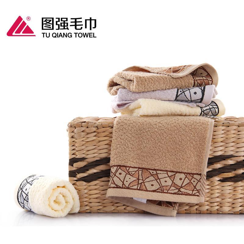 图强 3条装纯棉小方巾宝宝洗脸毛巾口水巾