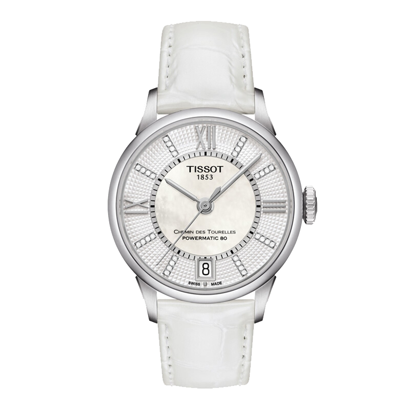 天梭tissot杜鲁尔系列自动机械时尚商务休闲皮带女士手表t