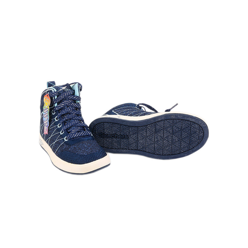 斯凯奇SKECHERS精致刺绣工艺设计女童高帮休闲鞋橡胶大底84304L