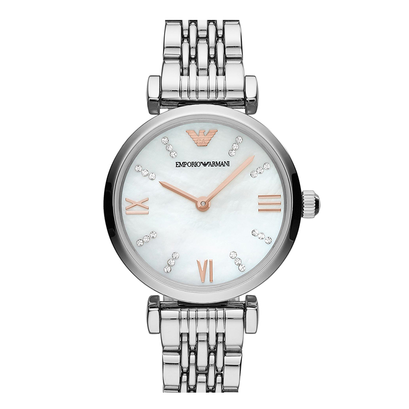 阿玛尼 （Emporio Armani）手表 时尚休闲石英表钢带镶钻手表女 AR11204