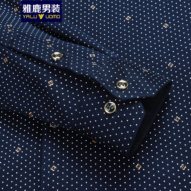雅鹿男装加厚长袖衬衫男保暖舒适商务休闲衬衫ADC4CA034B