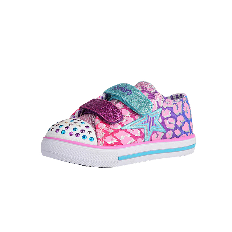 skechers斯凯奇小童女鞋魔术贴闪光鞋帆布平衡防滑学步鞋10508N
