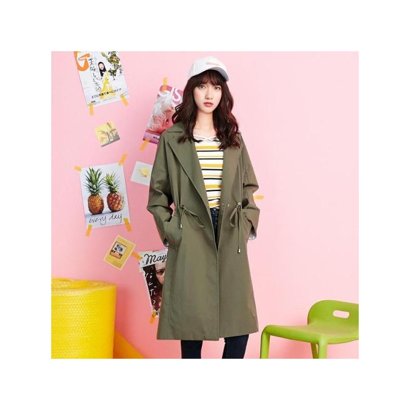 【热卖】7m薄款中长款风衣女2019秋季新款韩版外套宽松休闲收腰过膝上衣女潮70009710