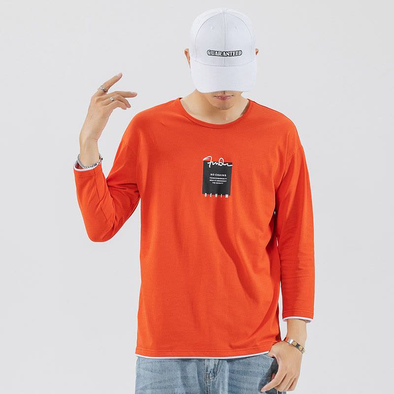 庄吉2019春秋季男式韩版体恤潮流修身长袖圆领T恤男装上衣服打底衫T恤JU-MD8913图片