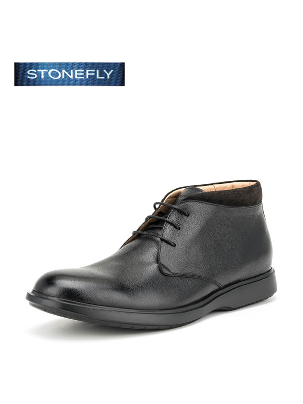 斯通富来STONEFLY牛皮尖头低跟套脚绑带短靴男鞋SD64122815