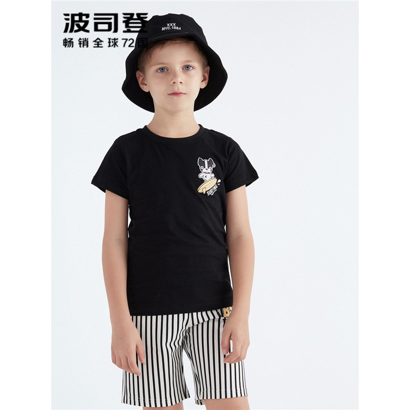 波司登童装卡通短袖T恤短裤套装2018夏季新款男童套装C821CD1130