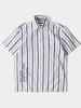 黑鲸竖条纹印花短袖衬衫男2019夏季个性短衬男CNECJ29007A